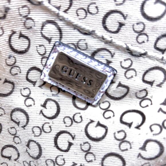 GUESS WHITE & TAN DOUBLE HANDLE HANDBAG SHOULDER PURSE - Picture 9 of 11